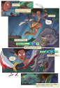 Crystal Heart chapter 1 page 11, showing a cool attack by Muna, including shouting out attack names!