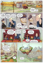 Crystal Heart chapter 4 page 1, showing our heroes entering the Fjordstadian city Rhyr. A caption reads: Chapter 4: Heartless