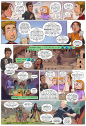 Crystal Heart chapter 6 page 2, showing our heroes searching for clues and Crystals in various areas of Maseia, using the Chasing Leads mechanic from the game.